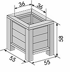 Jardinière Bois Colibri 58 x 55 x 55 cm - Lot de 3